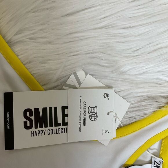 NEW ZARA Smiley Happy Collection Y2K color block bodycon mini dress S - Picture 6 of 9